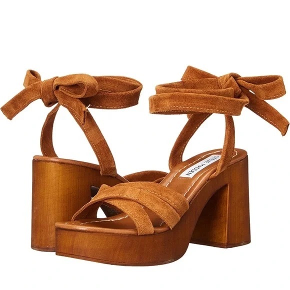 NEVER WORN Steve Madden Rydley Ankle Tie Platforms (slight scuff on right  toe) - Picture 1 of 5